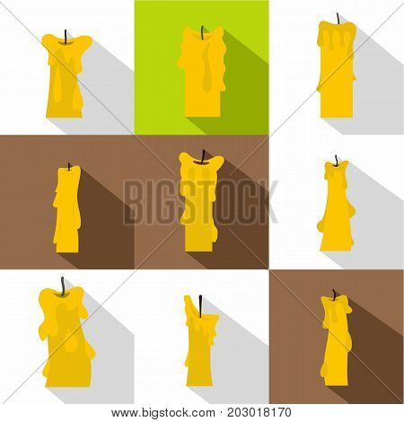 Candle flame icon set. Flat style set of 9 candle flamevector icons for web design
