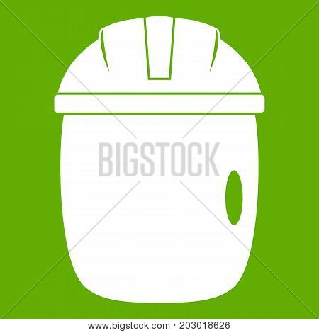 Glass welding mask icon white isolated on green background. Vector illustration