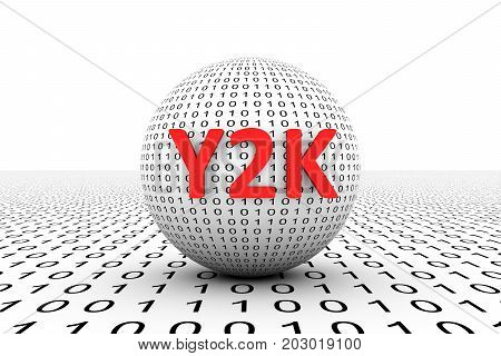 Y2K conceptual sphere binary code 3d illustration