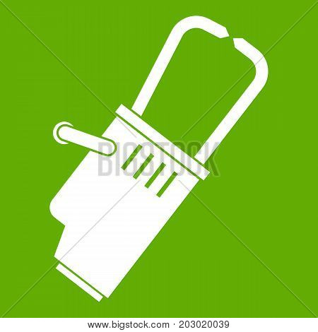 Welding equipment icon white isolated on green background. Vector illustration