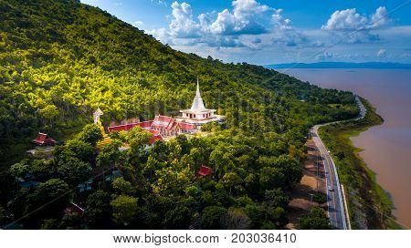 Aerial Photo Wat Khao Phra Lopburi Thailand