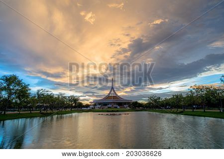 Bangkok, Thailand. - June 17, 2017 : Ratchamangkhala Pavilion at public park name Suan Luang Rama IX on sunset or evening time Bangkok, Thailand.