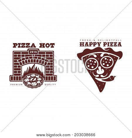 vector flat pizza icon pictogram set. Isolated illustration on a white background. Pizzaria , delivery company brand , logo ready to use design. Restaurant, cafe menu decoration object
