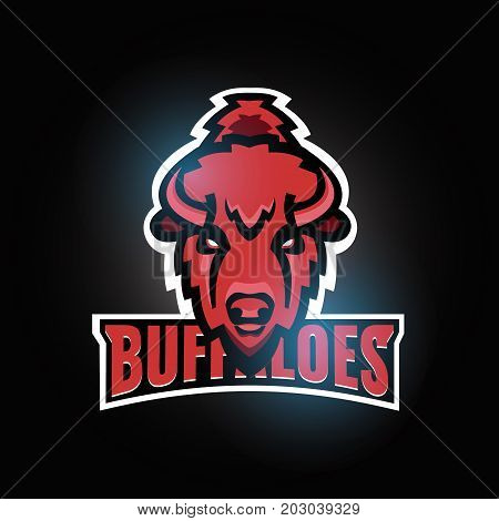 Buffaloes sport team logo template design. Bull head. Stock vector