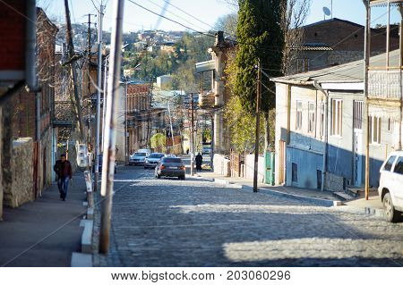 Kutaisi, Georgia - November 22, 2016: Picturesque Medieval Streets Of Kutaisi Town, Capital Of The W