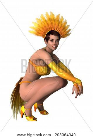 3D Illustration of a beautiful showgirl isolated on white background