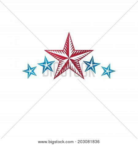 Military Star emblem. Heraldic vector design element 5 stars guaranty insignia. Retro style label heraldry logo.