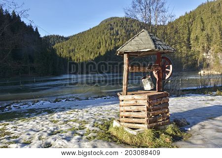 Rural Water Fountain In Red Lake (romania)