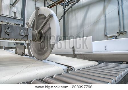 Industrial production cutting large quantities of meat