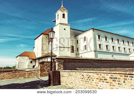 Spilberk castle in Brno Moravia Czech republic. Travel destination. Architectural scene. Beautiful place. Retro photo filter.
