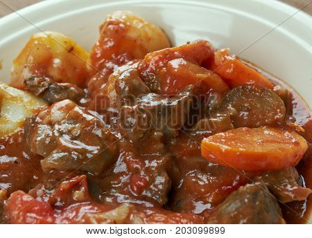 Potjiekos stew In South Africa close up  traditional meal