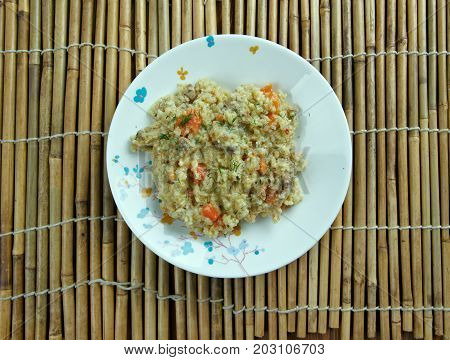 Chicken Sindhi Biryani.chicken polow. close up traditional meal