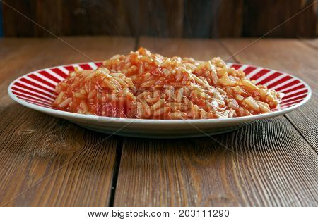 Domatesli pilav - traditional Turkish style close up  traditional meal