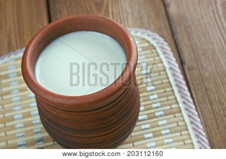 Ayran. Traditional Turkish yougurt drink. , close up meal