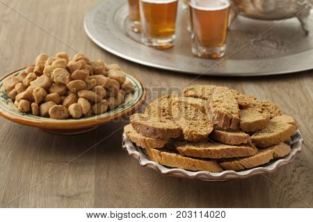 Festive Moroccan fekkas cookies and mint tea