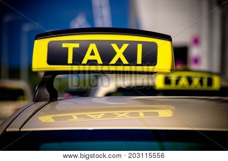 Taxi waiting for a ride at the airport