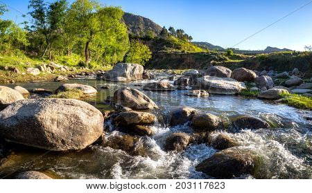 The gushing water of a stream in Swat valley Pakistan