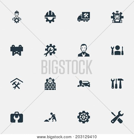 Elements Mending, Equipments, Specialist And Other Synonyms Garage, Workshop And Barrier.  Vector Illustration Set Of Simple Fixing Icons.