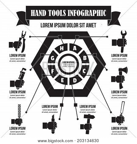 Hand tool infographic banner concept. Simple illustration of hand tool infographic vector poster concept for web