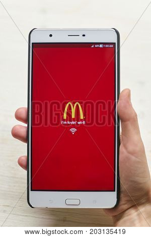 KALININGRAD, RUSSIA - CIRCA SEPTEMBER, 2017: an app opening screen on Asus Zenfone 3 Ultra smartphone.