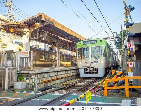 HAKONE, JAPAN - JULY 02, 2017: Hakone-Yumoto station which serves as the entry point into the Hakone mountain resort. The station featured in the anime and manga Neon Genesis Evangelion.