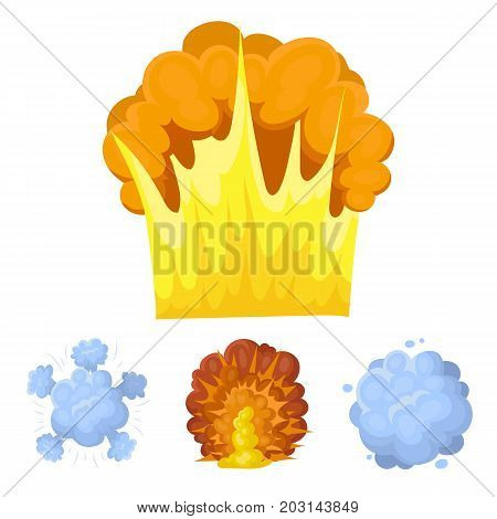 Flame, sparks, hydrogen fragments, atomic or gas explosion. Explosions set collection icons in cartoon style vector symbol stock illustration .