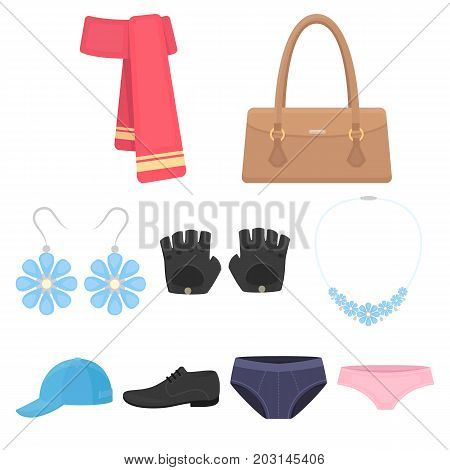 Clothes set icons in cartoon style. Big collection of clothes vector symbol stock