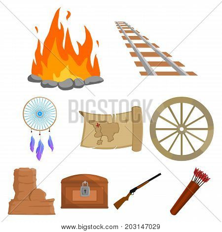 Wild west set icons in cartoon style. Big collection of wild west vector symbol stock
