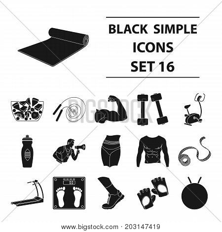 Sport and fitness set icons in black style. Big collection of sport and fitness vector symbol stock