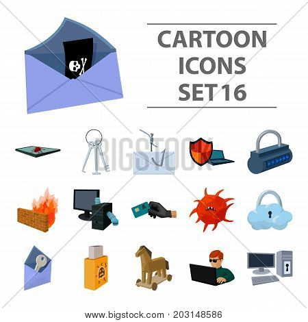 Hackers and hacking set icons in cartoon design. Big collection of hackers and hacking vector symbol stock illustration