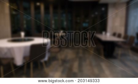 Table And Chair In Cafe Coffee Shop.  Food Cout, Cafeteria, Restaurant Interior. Blur For Background