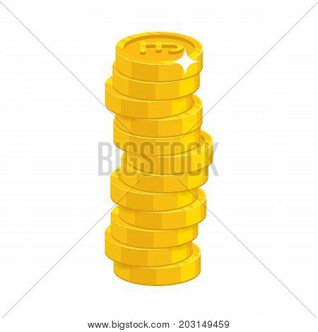 Heap gold coins. Thesaurus, savings opportunity, income and payments. Business finance and economy concept. Cartoon vector illustration isolated on white background