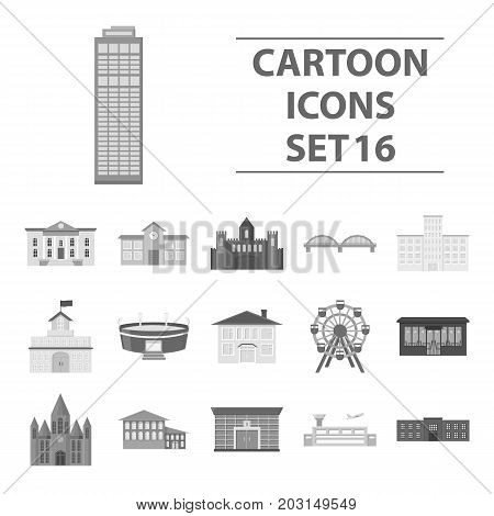 Building set icons in monochrome style. Big collection of building vector symbol stock