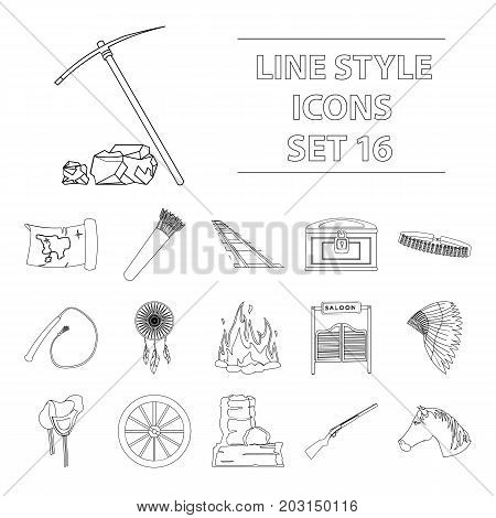 Wild west set icons in flat style. Big collection wild west vector symbol stock