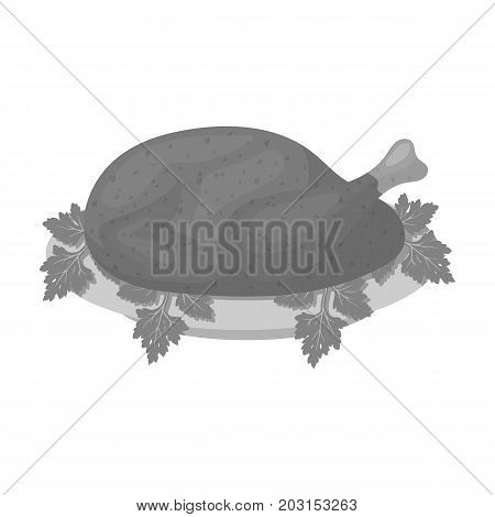 Delicious fried chicken.Chicken and cooking single icon in monochrome style vector symbol stock illustration .