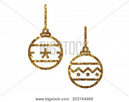 Vector Golden Glitter Christmas Ball Deocoration Icon