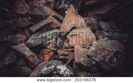 Texture of stones of reddish and red flowers