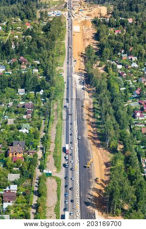 Above View Of Construction Of Highway