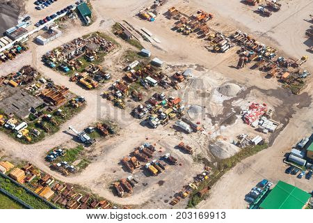 Above View Of Cars In Country Motor Depot