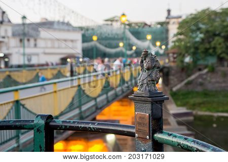 Uzhgorod Ukraine August 29 2017: Mini sculpture of lighthouse 