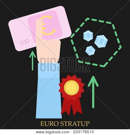 Euro srartup vector illustration. Flat style design. Colorful graphics