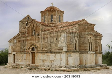 byzantinske churh, taget i Grækenland på en overskyet dag, masser af detaljer