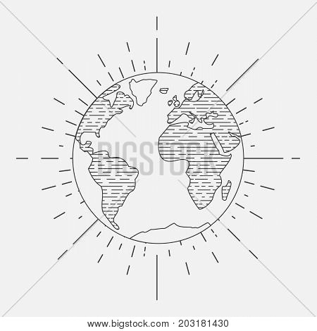 Earth Vintage Vector illustration. Earth old globe