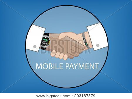 Mobile payment money transaction handshake with smart watch