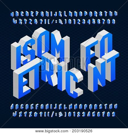 Isometric alphabet font. Type letters, numbers and symbols. Stock vector typeface for your headers or any typography design.