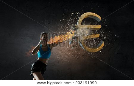 Euro currecy fall. Mixed media