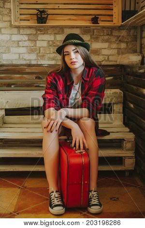 Portrait of a young hipsters girl .