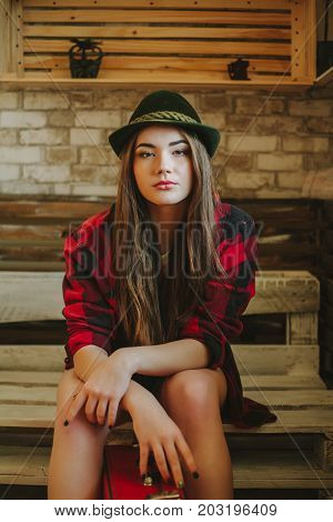 Portrait of a young hipsters girl .