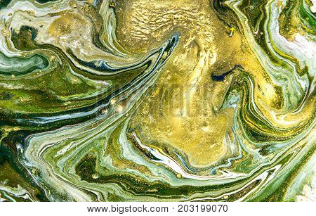 Marbled Abstract Background. Liquid Marble Pattern. Colorful Marble Backdrop. Golden Glitter Texture