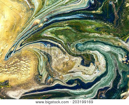 Marbled Abstract Background. Liquid Marble Pattern. Colorful Marble Backdrop. Golden Glitter Texture